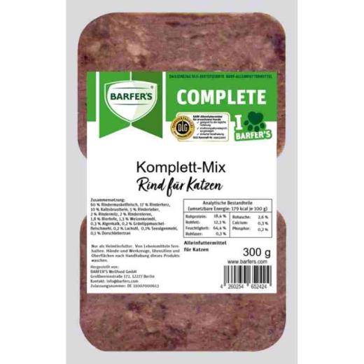 Barfers Komplett-Mix Rind für Katzen 300g