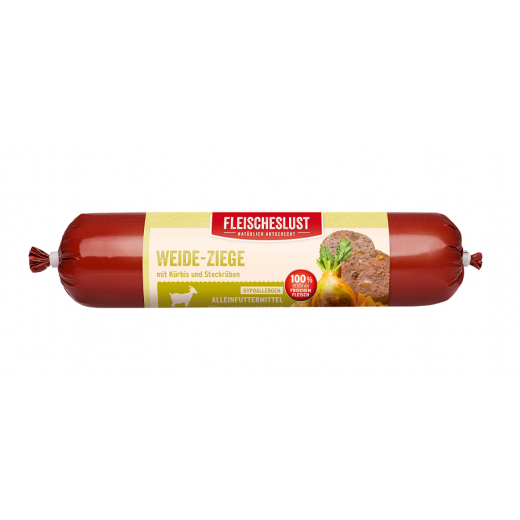 Weideziege mit Kürbis