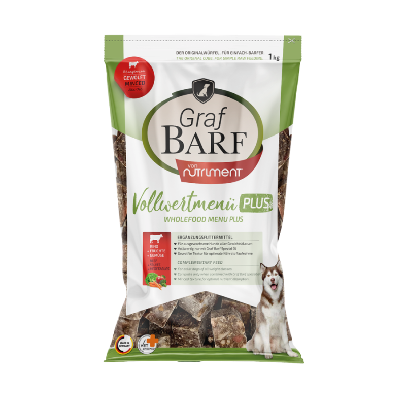 Graf Barf von Nutriment Rind Vollwertmenü Plus gewolft 1kg